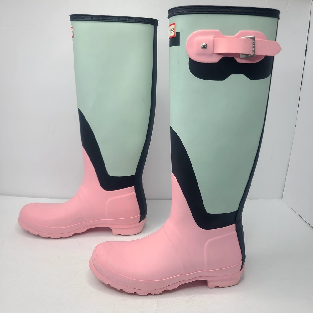 Hunter Women's Size 8 Original Tall Inside Out Rain Boots Color Block - Picture 3 of 11